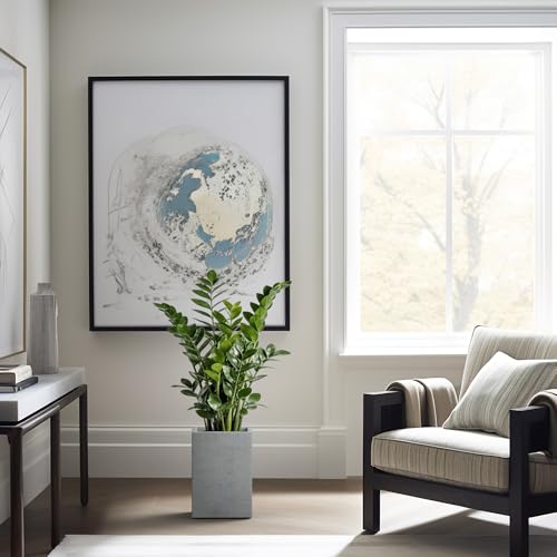Kante Small Tall Square Pale Gray Concrete Planter 13" H, Outdoor - color: Natural Concrete, size: 12.6" H