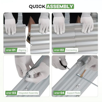 Galvanized Raised Garden Bed Kits, 8x4x1.4ft Planter Box Silver - color: Silver, size: 8x4x1.4ft (1pcs)