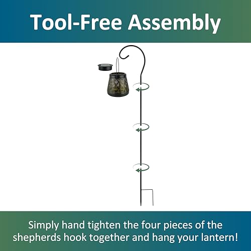 MCSSLNT Solar LED Stake Lantern with Shepherd Hook, Waterproof Solar-Powered Lighting, Decor for Gardens, Pathways & Patios - style: Lantern With Shepherd Hook