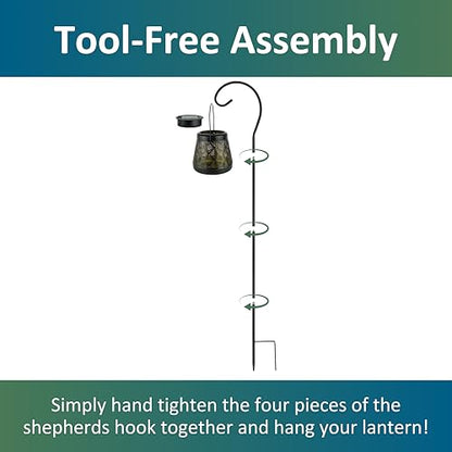 MCSSLNT Solar LED Stake Lantern with Shepherd Hook, Waterproof Solar-Powered Lighting, Decor for Gardens, Pathways & Patios - style: Lantern With Shepherd Hook