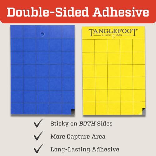 Tanglefoot Sticky Tangle-Trap Cards 20 Pack - 4"x6" – Double-Sided Yellow & Blue Hanging Traps for Garden, Plants & Greenhouse Use - size: 4"x6"