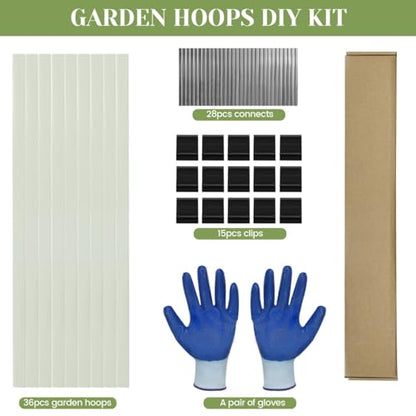 Greenhouse Hoops 36pcs, Sunwuk Garden Hoops for 1-3.5ft Wide Raised Bed, 9 Sets of 5.6ft Long Super Bendable Fiberglass Support Hoops Frame, Mini Greenhouse Strip for Row Cover (S Size) - style: 36pcs