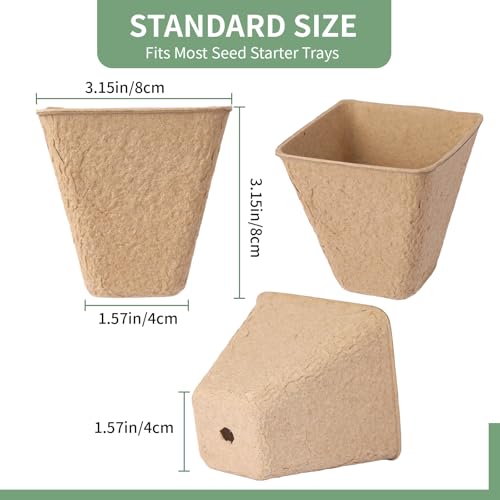 80-Pack 3.15" Square Biodegradable Seed Starter Pots