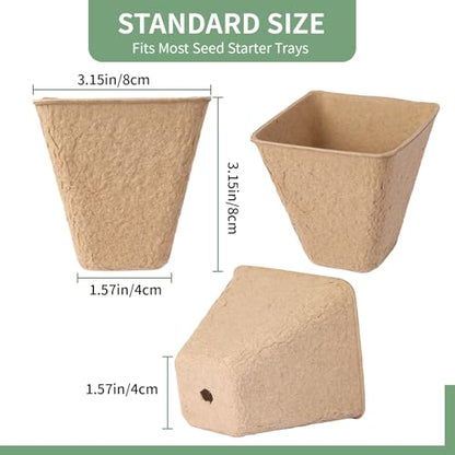 80-Pack 3.15" Square Biodegradable Seed Starter Pots