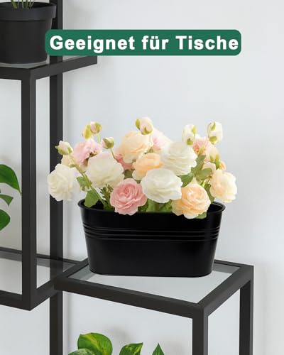 11 Inch Railing Planter Box, 3 Pack Metal Hanging Planters with Hooks