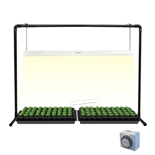 4 feet 40W LED Grow Light Stand Rack for Seedling,Growing Light for Indoor Plant,Natural White Light Full Spectrum LED Grow Light,Height Ajustable, Iron Pipe Frame, with Timer Outlet - style: Iron Pipe 4 Feet