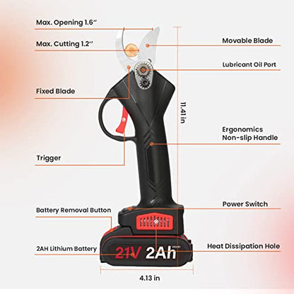 Anbull Cordless Electric Pruning Shears, 1.2 Inch (30mm) Tree Branch Pruner