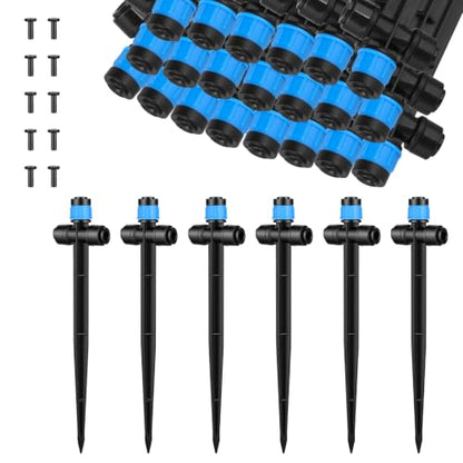 25Pcs Drip Irrigation Emitters – 8-Hole Adjustable Flow for 1/4" Tubing - color: Blue