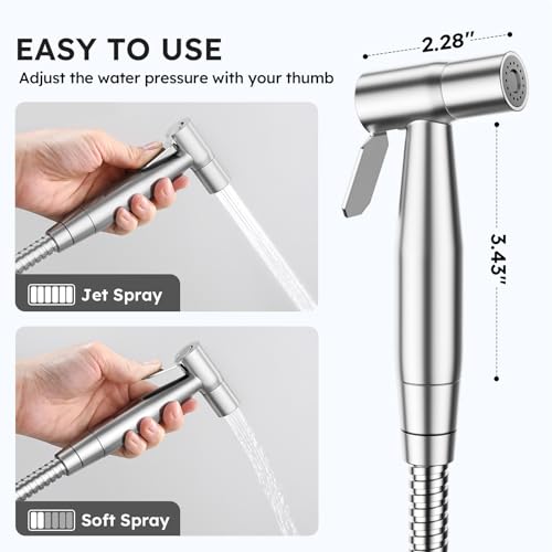 Arofa 2 Pack Handheld Bidet Sprayer for Toilet, Adjustable Water Pressure - color: Brushed Nickel, size: 2 Pack