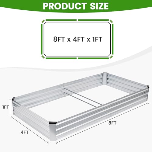 G GOOD GAIN 2Pcs Galvanized Raised Garden Bed 8x4x1ft for Herbs, Silver - color: Silver, size: 8x4x1FT(2 Pack)