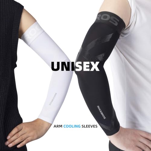 ROCKBROS Arm Sleeves for Men Women UV Sun Protection Cooling Compression - color: White, size: X-Large