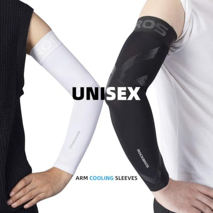 ROCKBROS Arm Sleeves for Men Women UV Sun Protection Cooling Compression - color: White, size: Large