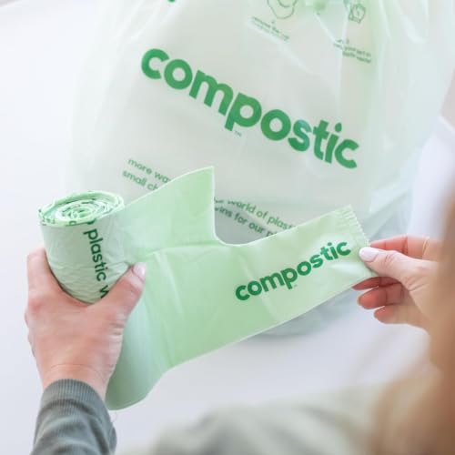 Compostic Compostable Trash Bags, 2.6 Gallon Bathroom Bin, 100 Ct - size: 100 Count (Pack of 1), style: Small 2.6 Gallon