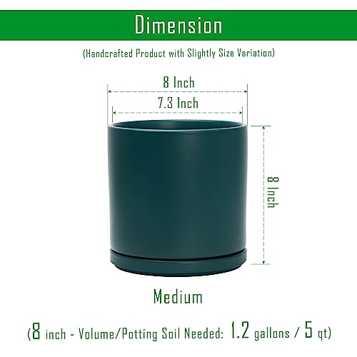 D'vine Dev 8 Inch Ceramic Planter Pot, Teal, 94-O-D-9 - color: Teal, size: Medium