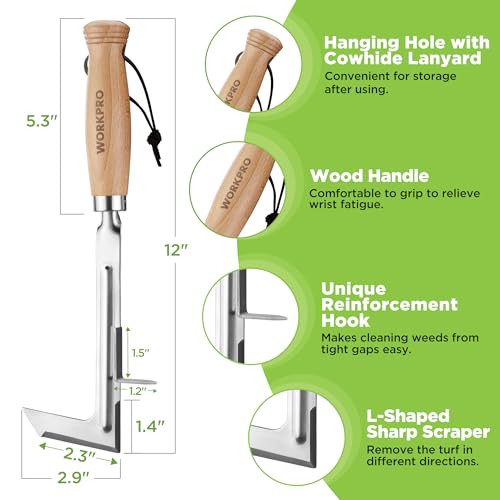 WORKPRO Crack Weeder, 12" Stainless Steel Crevice Weeding Tool