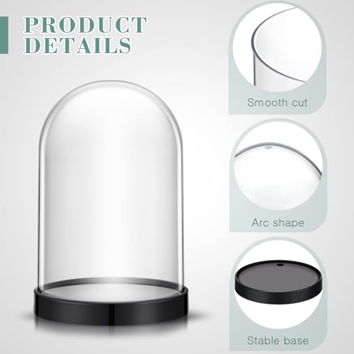 Zhengmy 4 Pcs Plastic Dome with Base Cloche for Craft Clear Display Case