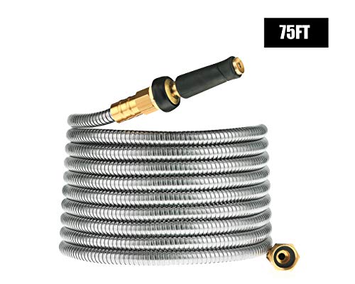 Rosy Earth Metal Garden Hose 75 FT, 304 Stainless Steel Water Hose - size: 75FT
