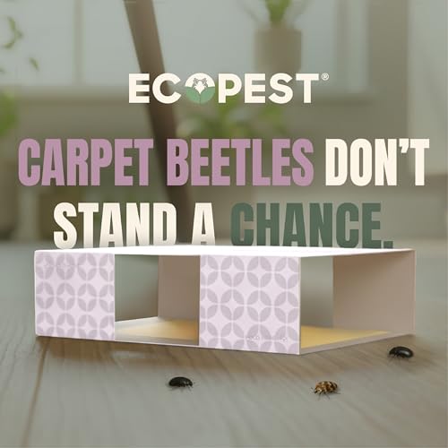 Carpet Beetle Traps – 12 Pack | Sticky Indoor Glue Boards for Carpet Beetles, Larvae & Other Crawling Insects | Non-Toxic Pest Control Trap & Monitor for Closets, Storage Areas, and More