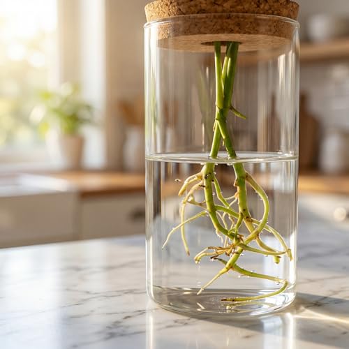 HOMSFOU Plant Propagation Stations, Glass Hydroponic Vase with Cork Lid