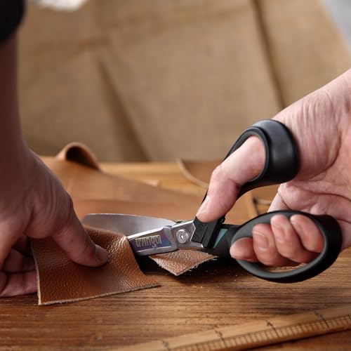 LIVINGO 9" Heavy Duty all Purpose Stainless Steel Scissors, (Grey/Black) - color: Grey