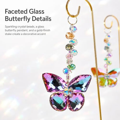 6 Pcs Butterfly Crystal Suncatcher Garden Stakes