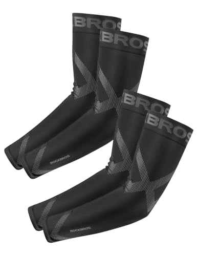 ROCKBROS Arm Sleeves for Men Women UV Sun Protection Cooling Compression - color: 2 Pairs: Black, size: X-Large
