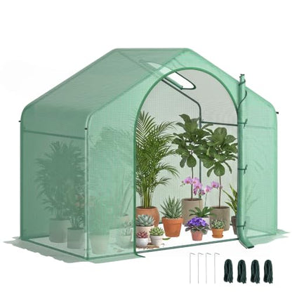 Outsunny 6' x 3' x 5' Portable Walk-in Greenhouse with PE Cover Green - style: PE