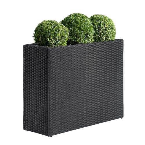 SUNNYPARK Large Rectangular Planter for Outdoor Rattan Block Box 32x11x24'' - color: Black