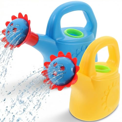 NUOBESTY 2 Pack Kids Watering Can Bath Toys, Mini Plastic Chicken Water Pot for Toddler Beach Sand Play & Garden, Baby Sensory Sprinkler Pail for Outdoor Pool Fun (Random Color)