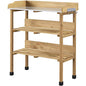 Topeakmart Potting Bench, Metal Top Garden Table for Outdoors,Natural Wood - color: Natural Wood