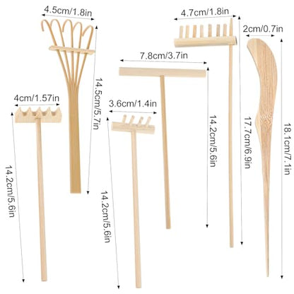 6 Piece Mini Zen Garden Rake Tools, Miniature Tabletop Rock Sand Zen Garden Accessories Zen Sand Garden Rake Set Small Rakes for Garden Beds Mini Sand Stamp Rakes for Home Office Desktop Decoration - style: 6Pcs