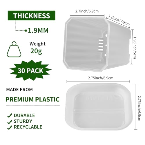 30Pcs 3 Inch Clear Nursery Pots with Saucers, Square Plastic Plant Pot - color: Transparent 02