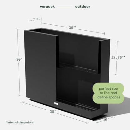 Veradek Block Series Span Planter - Tall Rectangular Outdoor Planter - color: Black, size: Medium
