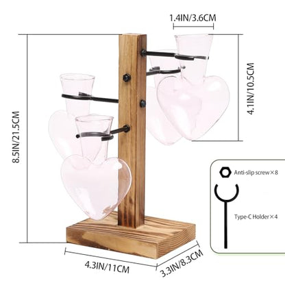 Plant Terrarium Propagation Stations with Wooden Stand - color: Color-01