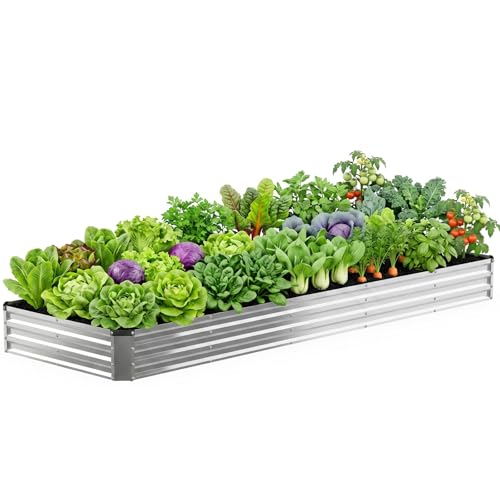 DUMOS Galvanized Raised Garden Bed Outdoor, Planter Box, 12x4x1ft - color: Silver, size: 12×4×1ft