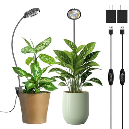 Small Plant Lights for Indoor Growing, Clip On Full Spectrum LED, 2 Pack - size: 2-Pack