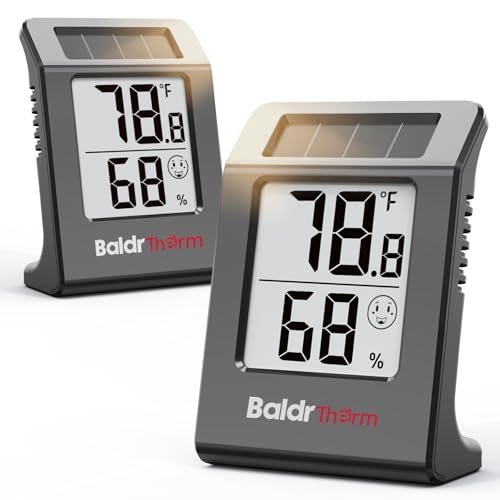 BALDR 2-Pack Digital Hygrometer Thermometer, Solar Humidity Monitor(Black) - color: Black 2 Pack