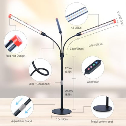 FRGROW 3Head Tabletop Grow Lights for Indoor Plants, Seed Starting, Veg - size: Desk-3Head-27W