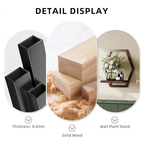 2 Pack Hexagon Wall Plant Stands, 9 Inch Walnut Wood Shelf Coffee - color: 2 Pack Coffee-a