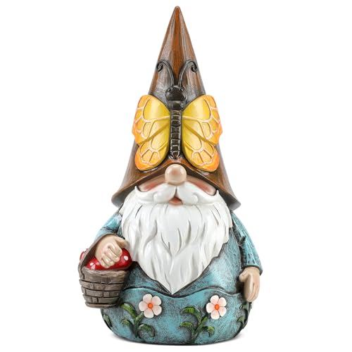 Butterfly Gnome Garden Statue Cute Resin Outdoor Gnome Nomes Gift for Women - color: Yellow