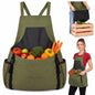 Gardening Apron with Pockets, Heavy Duty Canvas Harvest Apron - color: Green