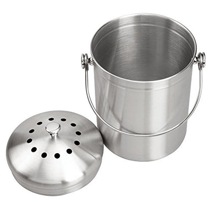 Interdesign 32650 Kitchen Compost Bin, 1.3 Gallon Capacity - color: Brushed Stainless