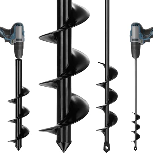 Auger Drill Bit for Planting 2 Pack 1.6" x 16" & 3.5" x 16" Set - size: 1.6x16+3.5x16 inch