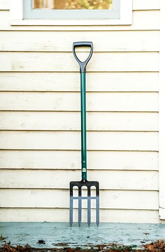 Steel-Handle Garden Fork, 42 Inch Tall, High-Strength Steel Construction