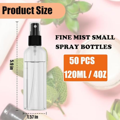 50Pack 4oz Spray Bottles 60ml Small Spray Bottle Bulk Fine Mist Sprayer - color: Clear, size: 4oz-50PCS