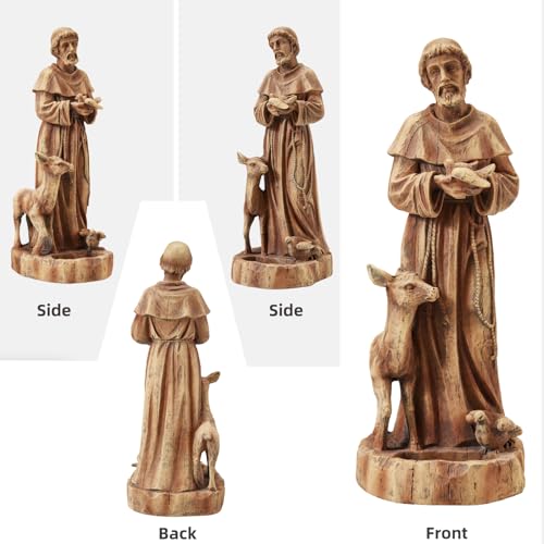 YOLENY 25" Saint Francis Statue with Bird Feeder, Outdoor Garden Decor - size: 25 Inch-Brown St Francis