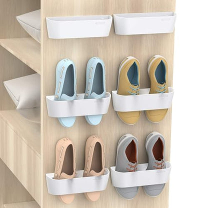 6Pack Wall Shoe Rack, Adhesive or Screw Mount for RV, White - color: SM03-White-6