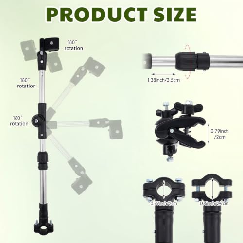 Garden Umbrella Holder with Umbrella for Chair, 180° Adjustable Clamp