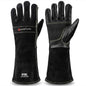 Leather Welding Gloves, Fireplace Glove,Fire & Heat Resistant, L - color: Black 1 Pair, size: Large
