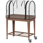 Outsunny Raised Garden Bed with Greenhouse Cover, Lockable Wheels, Brown